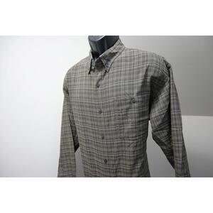 VTG North Face Camp Shirt Plaid Poly-Nylon Hiking Pocket Button Up Mens Medium